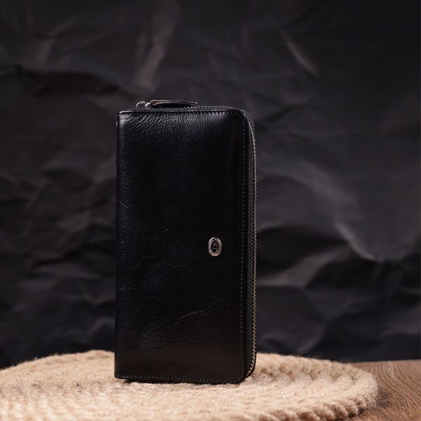Гаманець чоловічий із натуральної гладкої шкіри на блискавці ST Leather 19410 Чорний 19410 фото