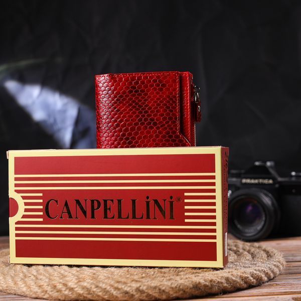 Лакированный женский кошелек из натуральной кожи с тиснением под змею CANPELLINI 21639 Красный 21639 фото