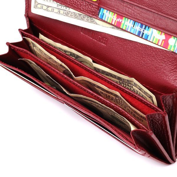 Модный женский кошелек на магнитах из натуральной кожи ST Leather 23113 Бордовый 23113 фото