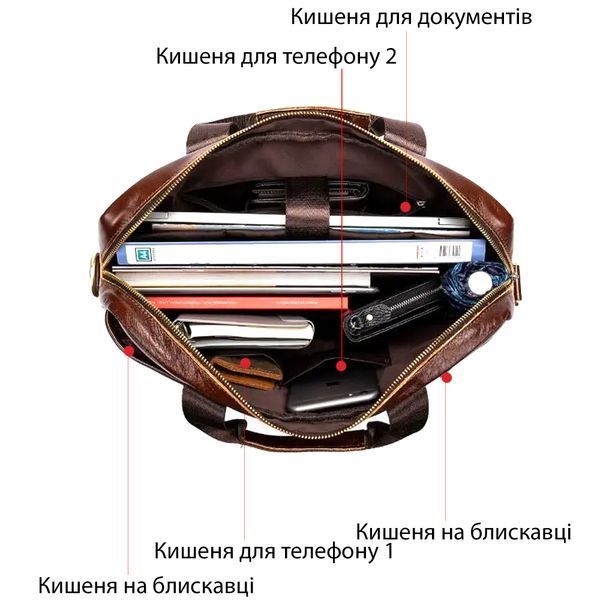 Деловая мужская сумка из зернистой кожи Vintage 14836 Коричневая 14836 фото