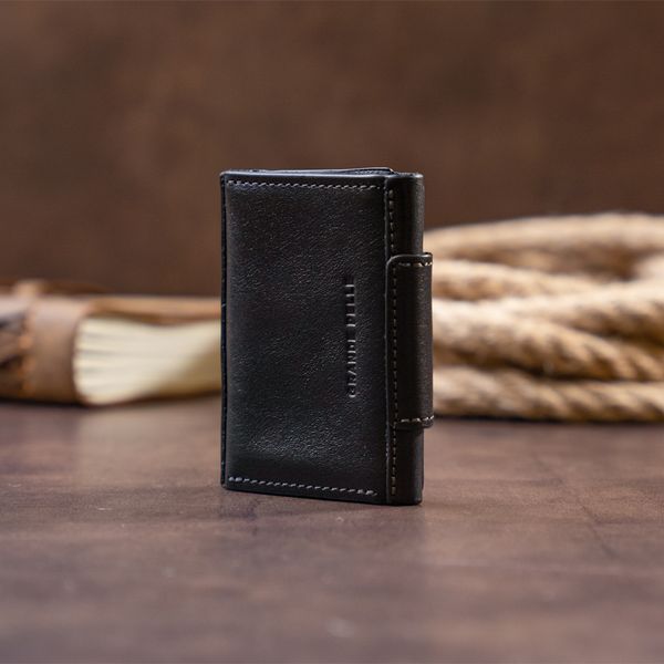 Визитница для карточек глянцевая из натуральной кожи GRANDE PELLE 11293 Черная 11293 фото
