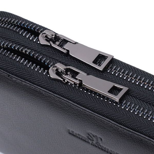 Стильний чоловічий клатч на два відділення із натуральної шкіри ST Leather 22700 Чорний 22700 фото