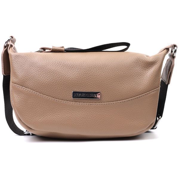 Сумка для жінок з натуральної шкіри через плече з незвичайним бігунком Vintage 22618 Бежева 22618 фото