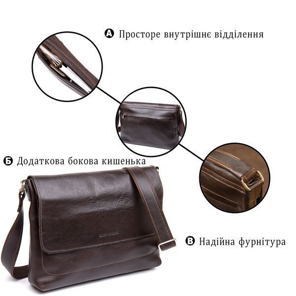 Шкіряна чоловіча сумка GRANDE PELLE 11430 Коричневий 11430 фото