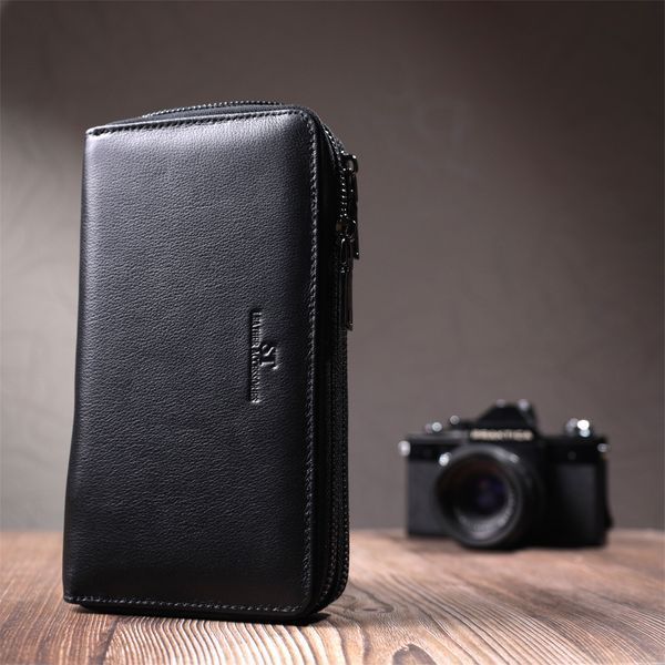 Стильний чоловічий клатч на два відділення із натуральної шкіри ST Leather 22700 Чорний 22700 фото