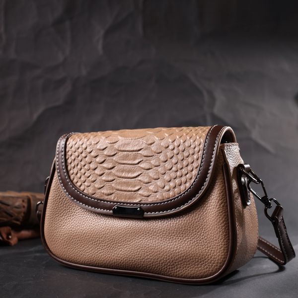 Сумка для жінок з фактурним клапаном з натуральної шкіри Vintage 22373 Бежева 22373 фото