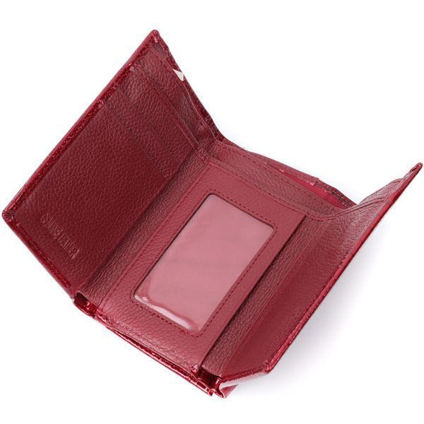 Кошелек женский в три сложения из лакированной фактурной натуральной кожи ST Leather 22708 Красный 22708 фото