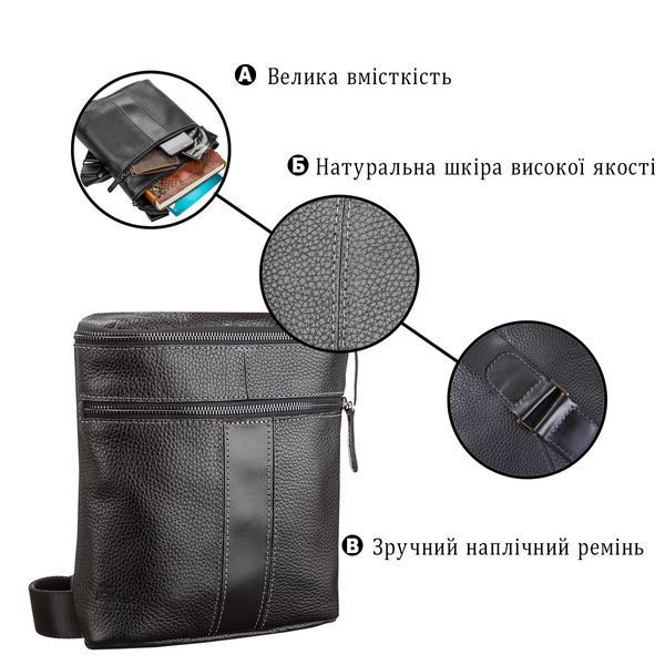 Сумка чоловіча SHVIGEL 11102 шкіряна Чорна 11102 фото