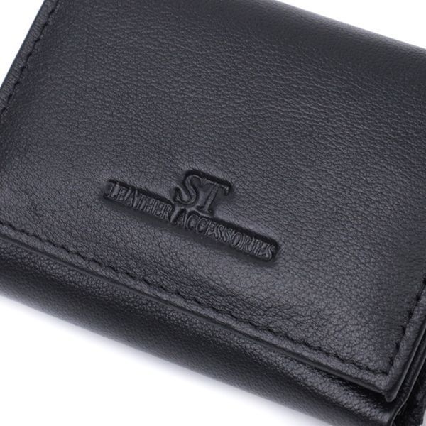 Зручний компактний гаманець з монетницею із натуральної шкіри ST Leather 22742 Чорний 22742 фото