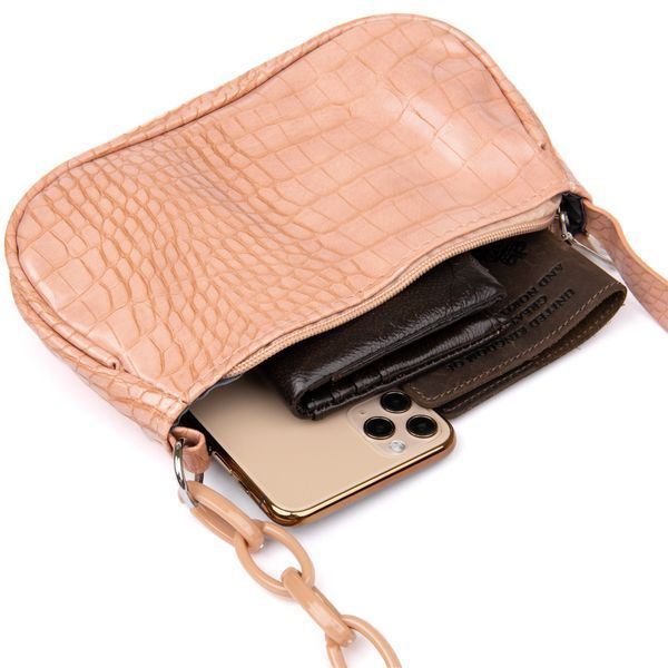 Компактна сумка-багет з шкірозамінника під екзотику Vintage sale_14926 Рожева sale_14926 фото