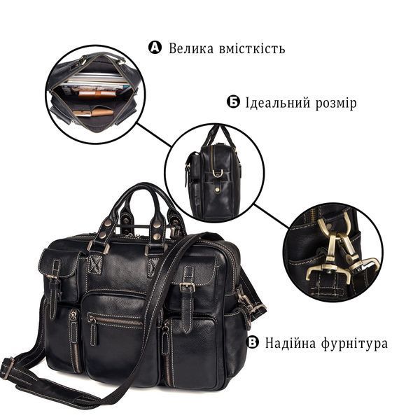 Кожаная сумка для ноутбука работы поездок и документов Vintage 14204 Черная 14204 фото