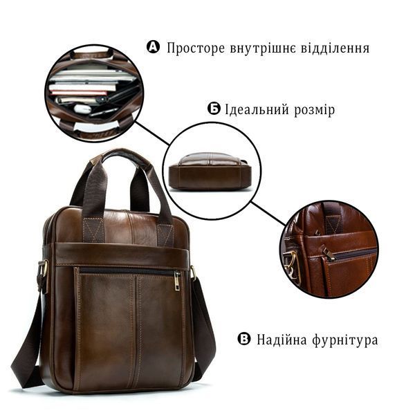 Деловая мужская сумка кожаная Vintage 14789 Коричневая 14789 фото