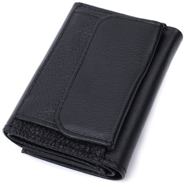 Зручний компактний гаманець з монетницею із натуральної шкіри ST Leather 22742 Чорний 22742 фото