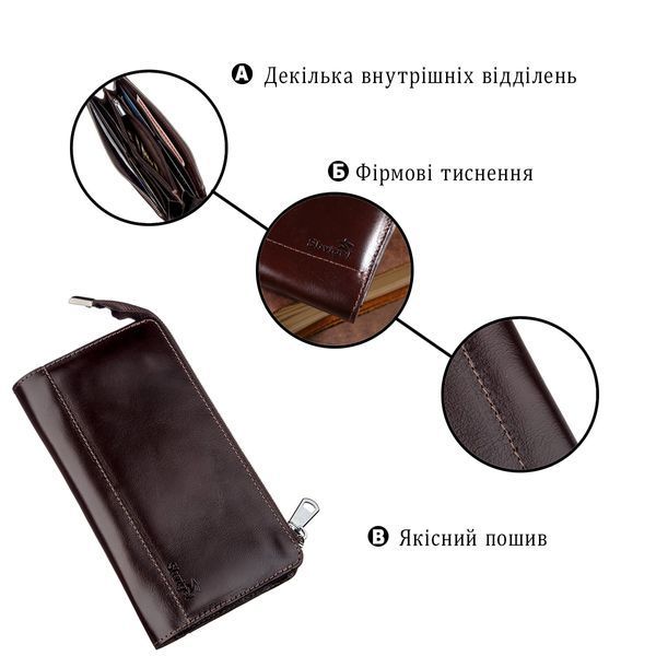 Клатч мужской кожаный SHVIGEL 16184 Коричневый 16184 фото
