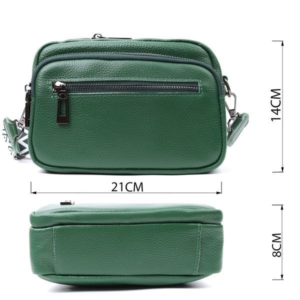 Яскрава жіноча сумка з накладною кишенею з натуральної шкіри Vintage 22639 Зелена 22639 фото