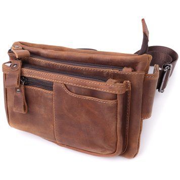 Вінтажна бананка для чоловіків з натуральної шкіри Vintage sale_15104 Коричневий sale_15104 фото