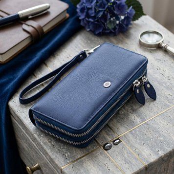 Жіночий гаманець клатч з натуральної шкіри для карток та купюр ST Leather 19431 Синій 19431 фото