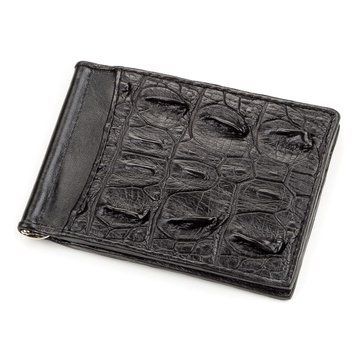 Затискач CROCODILE LEATHER 18169 з натуральної шкіри крокодила Чорний 18169 фото