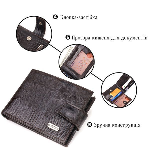 Чоловічий гаманець із натуральної фактурної шкіри CANPELLINI 21512 Коричневий 21512 фото