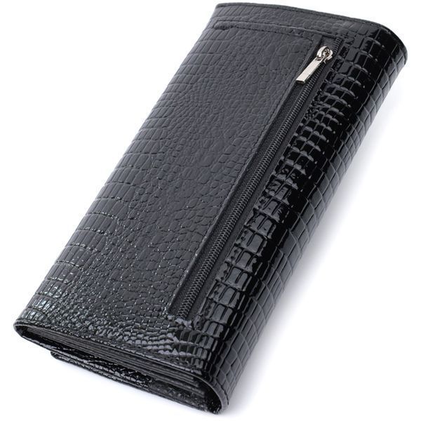 Женский лакированный кошелек с фактурой под рептилию из натуральной кожи ST Leather 22718 Черный 22718 фото