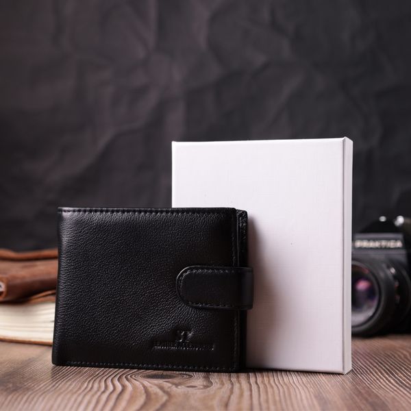 Горизонтальный бумажник среднего размера из натуральной кожи ST Leather 22454 Черный 22454 фото