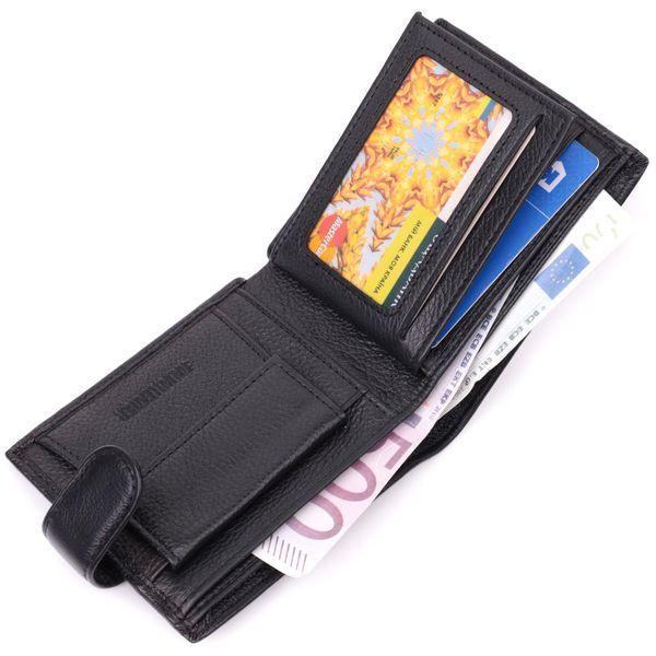 Горизонтальный бумажник среднего размера из натуральной кожи ST Leather 22454 Черный 22454 фото