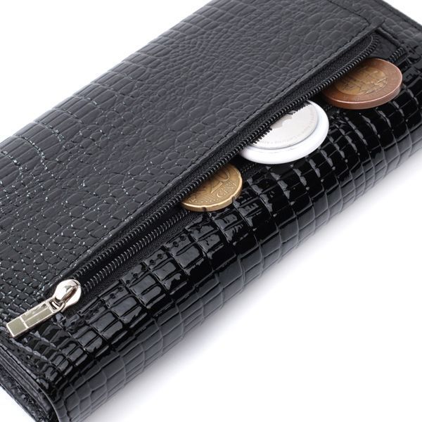 Женский лакированный кошелек с фактурой под рептилию из натуральной кожи ST Leather 22718 Черный 22718 фото