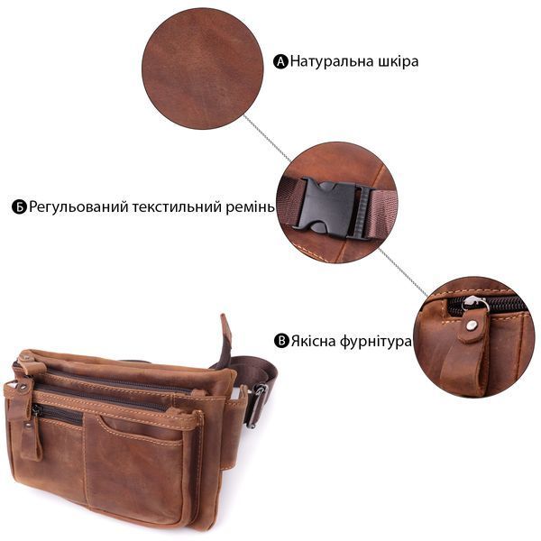 Винтажная бананка для мужчин из натуральной кожи Vintage sale_15104 Коричневый sale_15104 фото