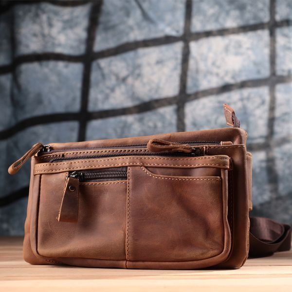 Винтажная бананка для мужчин из натуральной кожи Vintage sale_15104 Коричневый sale_15104 фото