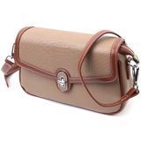 Стильная женская сумка с фактурным клапаном из натуральной кожи Vintage 22620 Бежевая 22620 фото