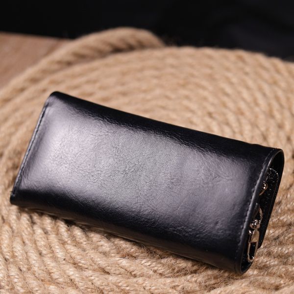 Надійний гаманець-ключниця з натуральної гладкої шкіри ST Leather 19415Чорний 19415 фото