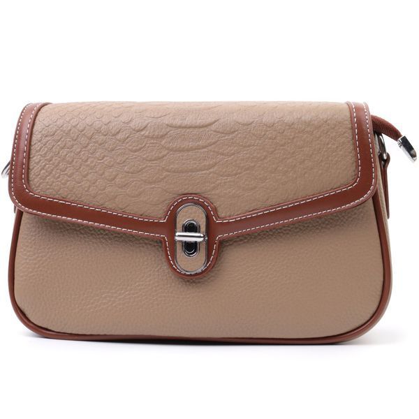 Стильная женская сумка с фактурным клапаном из натуральной кожи Vintage 22620 Бежевая 22620 фото