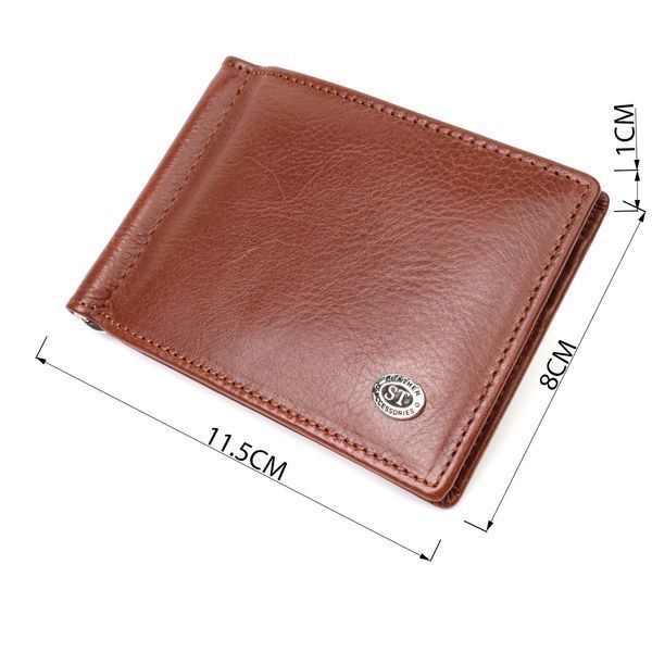 Зручний затискач для грошей із натуральної гладкої шкіри ST Leather 19427 Коричневий 19427 фото