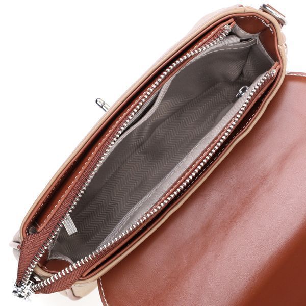 Стильная женская сумка с фактурным клапаном из натуральной кожи Vintage 22620 Бежевая 22620 фото