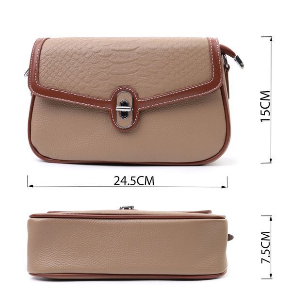 Стильная женская сумка с фактурным клапаном из натуральной кожи Vintage 22620 Бежевая 22620 фото