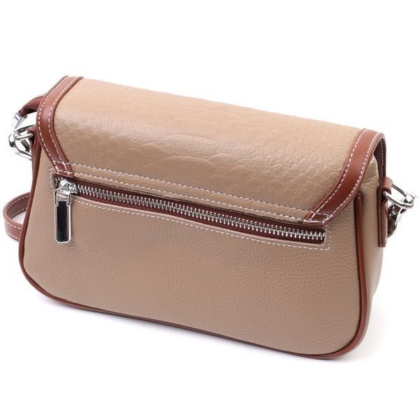 Стильная женская сумка с фактурным клапаном из натуральной кожи Vintage 22620 Бежевая 22620 фото