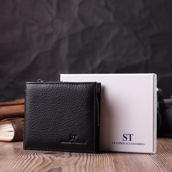 Гаманець середнього розміру з оригінальною монетницею ST Leather 22458 Чорний 22458 фото