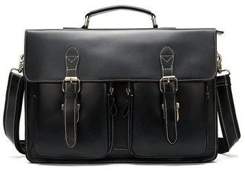 Портфель чоловічий зі шкіри на плече Vintage 14878 Чорний 14878 фото