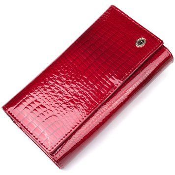 Яскравий жіночий гаманець із лакованої шкіри з візитницею ST Leather 19405 Червоний 19405 фото