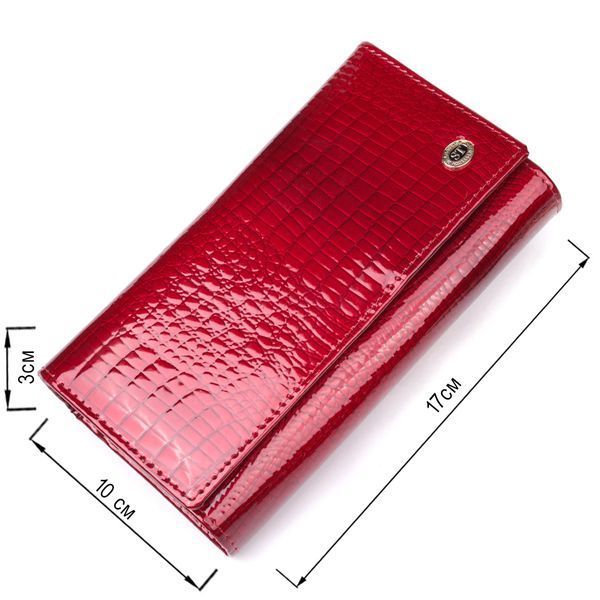Яскравий жіночий гаманець із лакованої шкіри з візитницею ST Leather 19405 Червоний 19405 фото