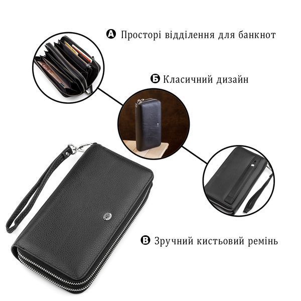 Чоловічий гаманець ST Leather 18451 (ST127) натуральна шкіра Чорний 18451 фото