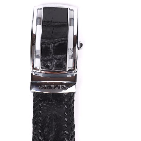Ремінь-автомат CROCODILE LEATHER 18010 з натуральної шкіри крокодила Чорний 18010 фото