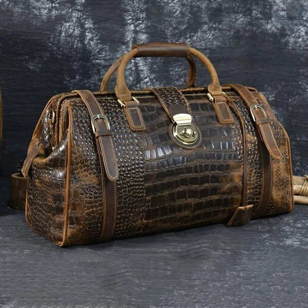 Кожаная дорожная сумка саквояж для поездок командировок и путешествий Vintage 14410 Коричневая 14410 фото