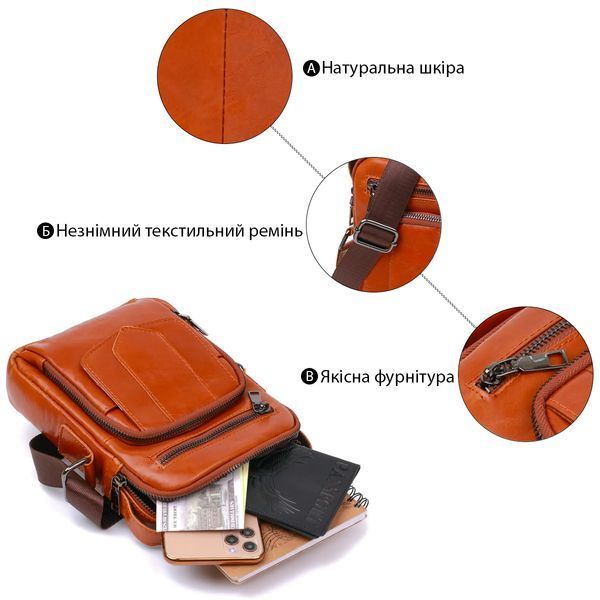 Сумка мужская из кожи Vintage 20693 Рыжая 20693 фото