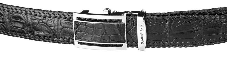 Ремінь-автомат CROCODILE LEATHER 18010 з натуральної шкіри крокодила Чорний 18010 фото