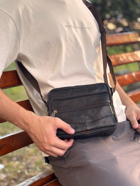 Горизонтальная удобная сумка с ручкой для мужчин из натуральной кожи Vintage 22940 Коричневый 22940 фото