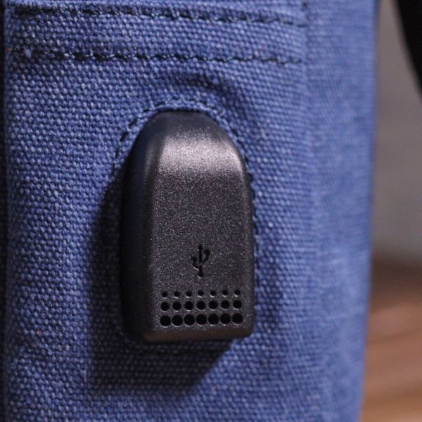 Сумка с USB кабелем через плечо из плотного текстиля 21224 Vintage Синяя 21224 фото