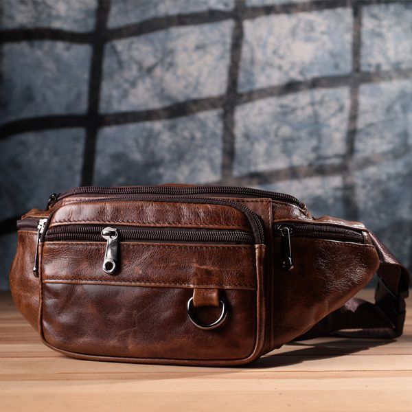 Бананка для чоловіків у вінтажному стилі з натуральної шкіри Vintage sale_15106 Коричневий sale_15106 фото