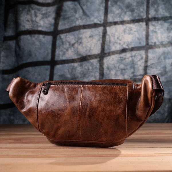 Бананка для чоловіків у вінтажному стилі з натуральної шкіри Vintage sale_15106 Коричневий sale_15106 фото