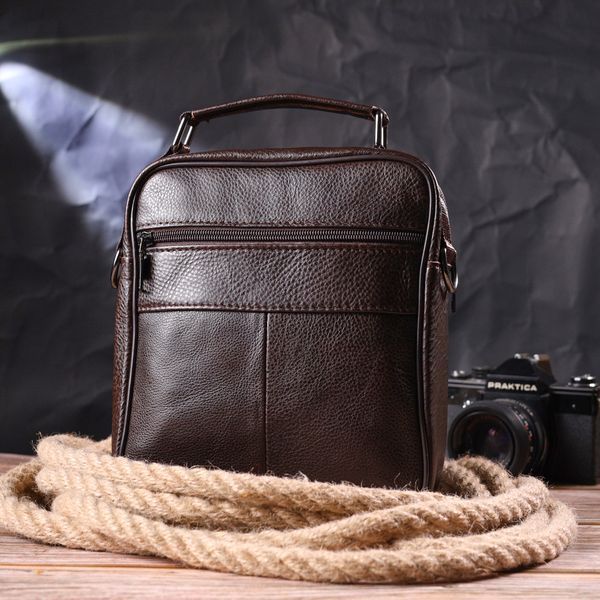 Практичная мужская сумка кожаная 21274 Vintage Коричневая 21274 фото